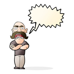 cartoon angry man with speech bubble