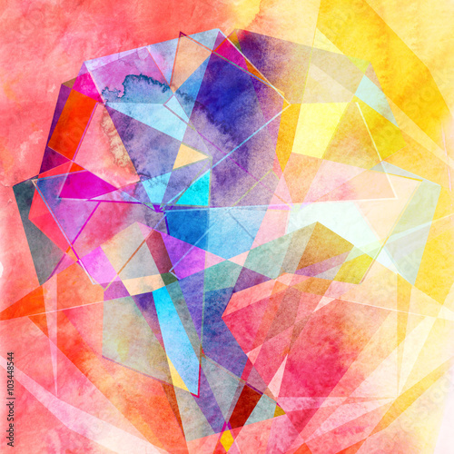 "abstract watercolor geometric background" Stock photo and royaltyfree