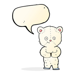 cartoon teddy polar bear cub with speech bubble