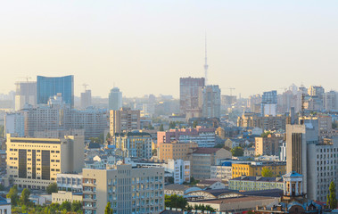 Kiev cityscape at sunset, Ukraine