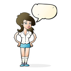 cartoon pretty woman with speech bubble