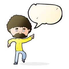cartoon seventies style man disco dancing with speech bubble
