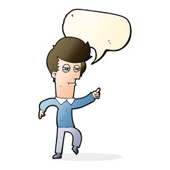 cartoon man accusing with speech bubble