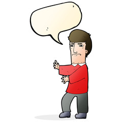 cartoon grumpy man with speech bubble