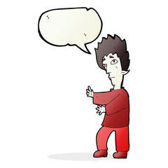 cartoon vampire with speech bubble