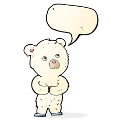cartoon polar bear cub with speech bubble