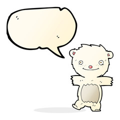 cartoon polar bear cub with speech bubble