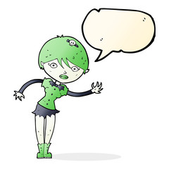 cartoon vampire girl with speech bubble