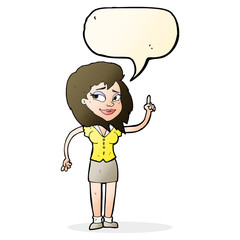 cartoon pretty woman with idea with speech bubble
