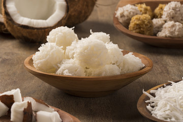 Peruvian cocadas, a traditional coconut dessert sold usually on