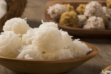 Peruvian cocadas, a traditional coconut dessert sold usually on