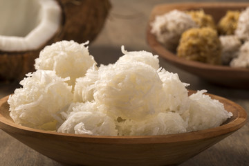 Peruvian cocadas, a traditional coconut dessert sold usually on