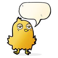 cartoon bored bird with speech bubble