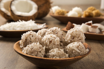 Peruvian cocadas, a traditional coconut dessert sold usually on
