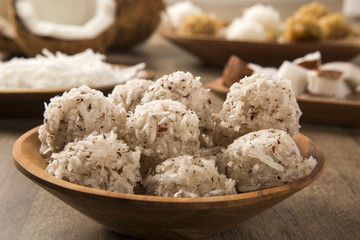 Peruvian cocadas, a traditional coconut dessert sold usually on