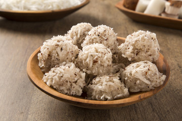 Peruvian cocadas, a traditional coconut dessert sold usually on