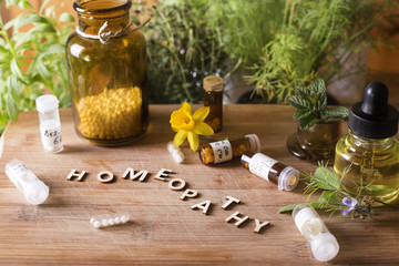 homeopathy globules and bottles