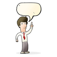 cartoon friendly man with idea with speech bubble