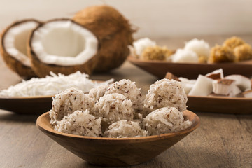 Peruvian cocadas, a traditional coconut dessert sold usually on