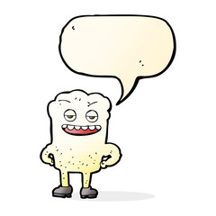 cartoon tooth looking smug with speech bubble