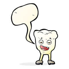 cartoon tooth looking smug with speech bubble