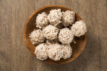 Peruvian cocadas, a traditional coconut dessert sold usually on