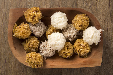 Peruvian cocadas, a traditional coconut dessert sold usually on
