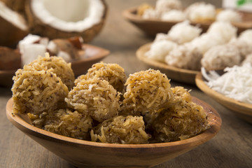 Peruvian cocadas, a traditional coconut dessert sold usually on