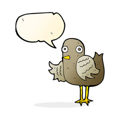 cartoon bird waving wing with speech bubble