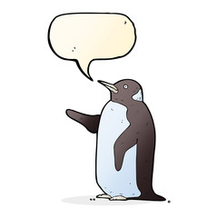 cartoon penguin with speech bubble