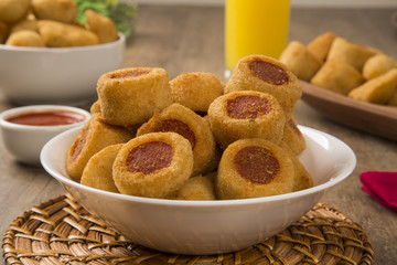 Sausage fried snacks. Brazilian snacks .