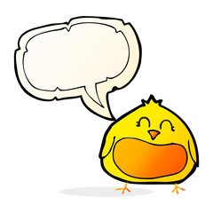 cartoon fat bird with speech bubble