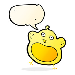 cartoon fat bird with speech bubble