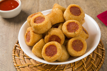 Sausage fried snacks. Brazilian snacks .