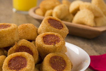 Sausage fried snacks. Brazilian snacks .
