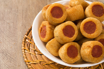 Sausage fried snacks. Brazilian snacks .