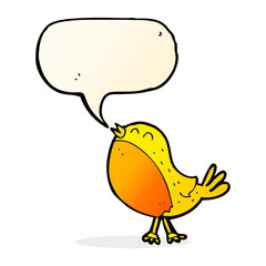 cartoon singing bird with speech bubble