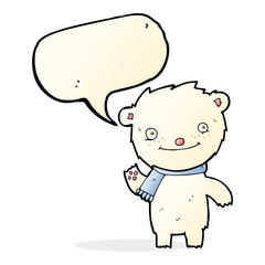cartoon cute polar bear with speech bubble