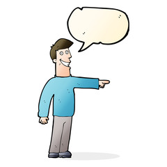 cartoon pointing man with speech bubble