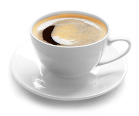 A cup of tasty coffee, isolated on white
