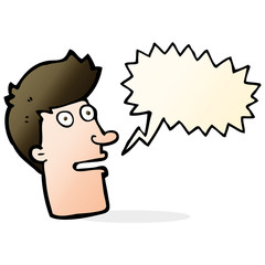 cartoon shocked male face with speech bubble