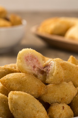 Brazilian snack fried with cheese ham