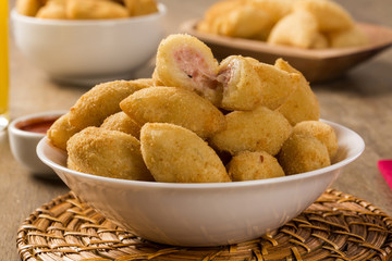 Brazilian snack fried with cheese ham