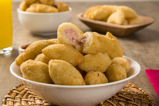 Brazilian snack fried with cheese ham