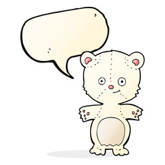 cartoon happy polar bear with speech bubble