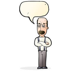 cartoon annoyed old man with speech bubble