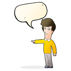 cartoon pointing man with speech bubble
