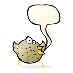 cartoon happy bird with speech bubble