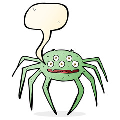 cartoon halloween spider with speech bubble