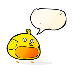 cartoon fat bird with speech bubble